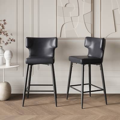 Norsans Modern PU Leather Counter Stool with Footrest and Metal Frame by Christopher Knight Home.