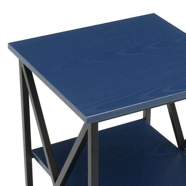 Tucson End Table with Shelves in Cobalt Blue Wood Finish Set of 2