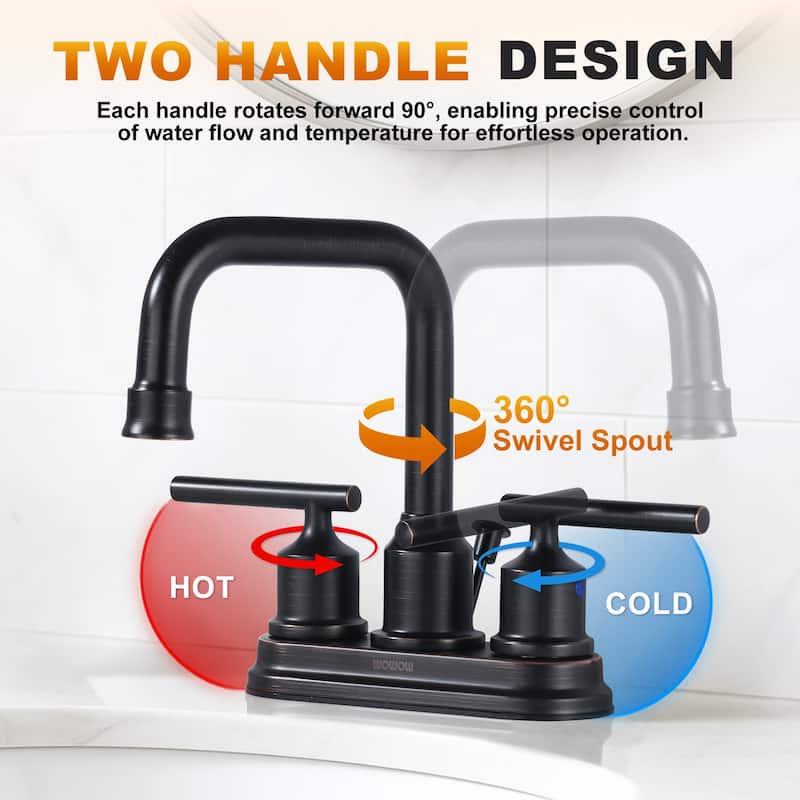WOWOW 4 in. Centerset Double Handle Bathroom Faucet