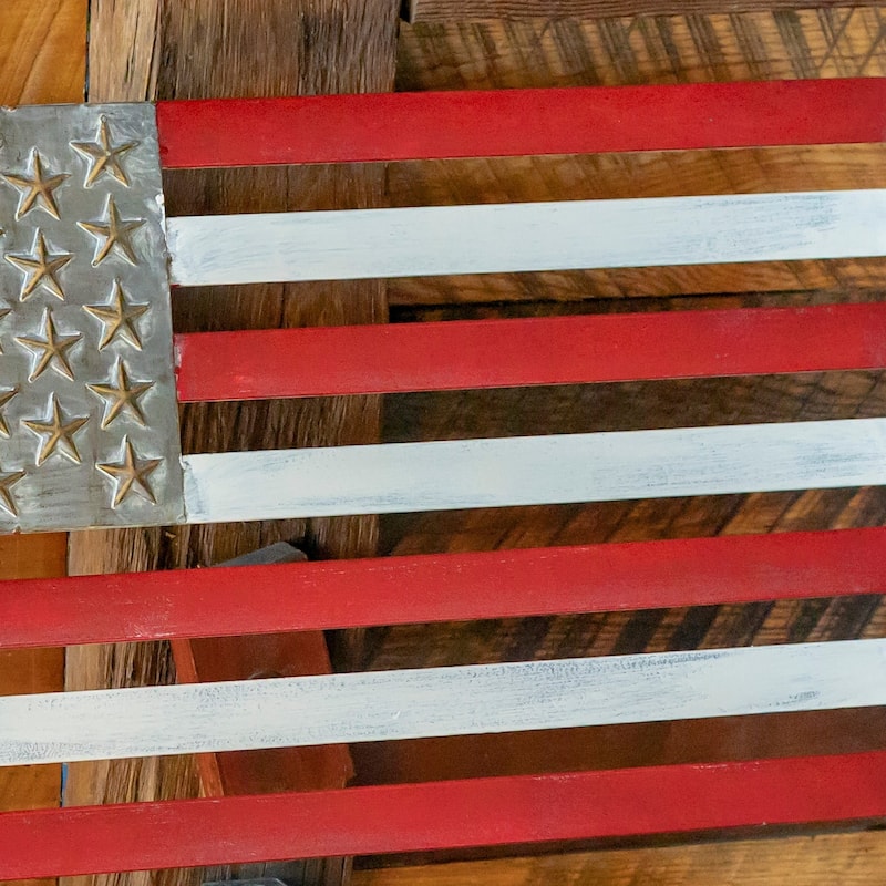 "Proud to Be an American" Flag Iron Garden Bench - 45.28" L x 20.47" W x 37" H