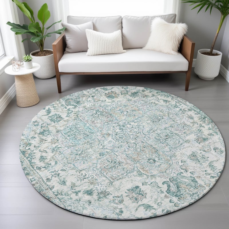 Machine Washable Indoor/Outdoor Traditional Chantille Rug