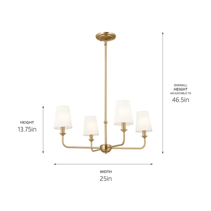 Kichler Lighting Pallas 4-Light Brushed Natural Brass Chandelier - 25 in