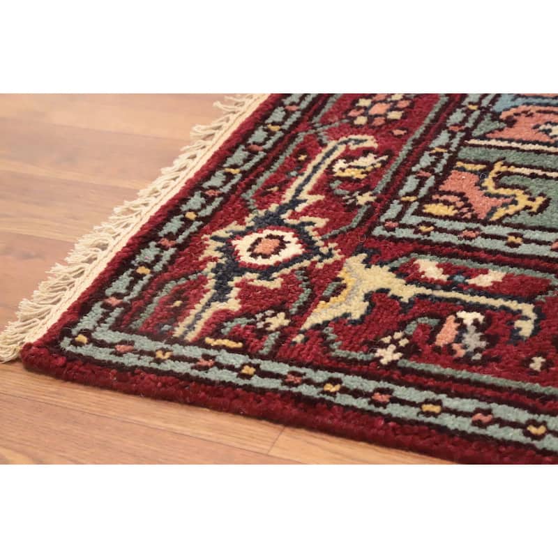 Hand Knotted Oriental 100% Wool Carpet Traditional Medallion Beige & Ivories Heriz (serapi) Area Rug - 5' 9'' X 4' 0''