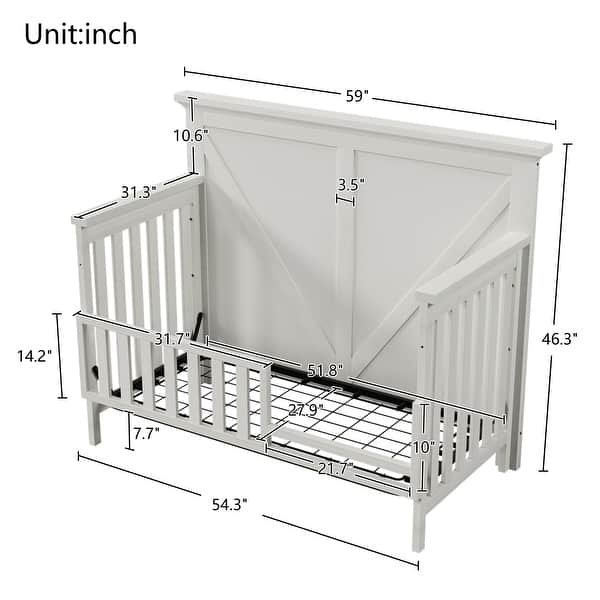 slide 2 of 5, Rustic Farmhouse Style Whitewash Toddler Bed - Snow White Snow White
