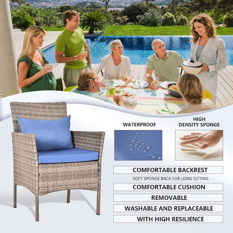 3 Piece Patio Conversation Bistro Set Outdoor Chat Furniture,Wicker Chairs and Storable Table Set,Porch Balcony Furniture Set