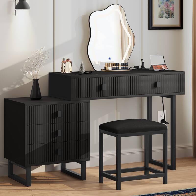 Moasis Expandable Cloud Vanity With Built-in Socket and Lighted Mirror - 49.90'' H X 51.10'' W X 15.70'' D