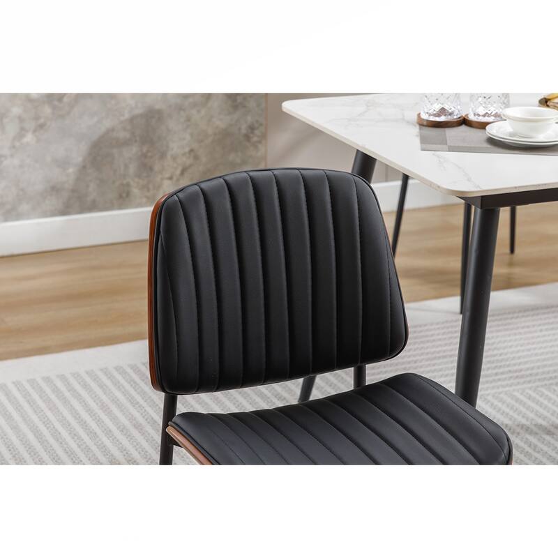 2PCS PU Dining Chair With Metal Legs