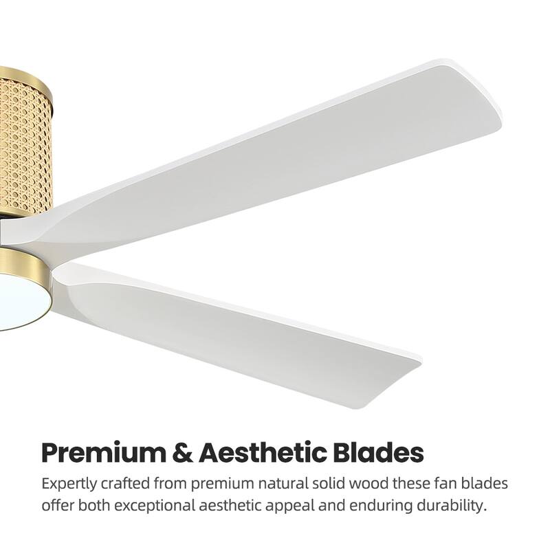 MLiAN 5 Solid Wood Blades Ceiling Fan with Lights Remote Control 6-Speed DC - 54''