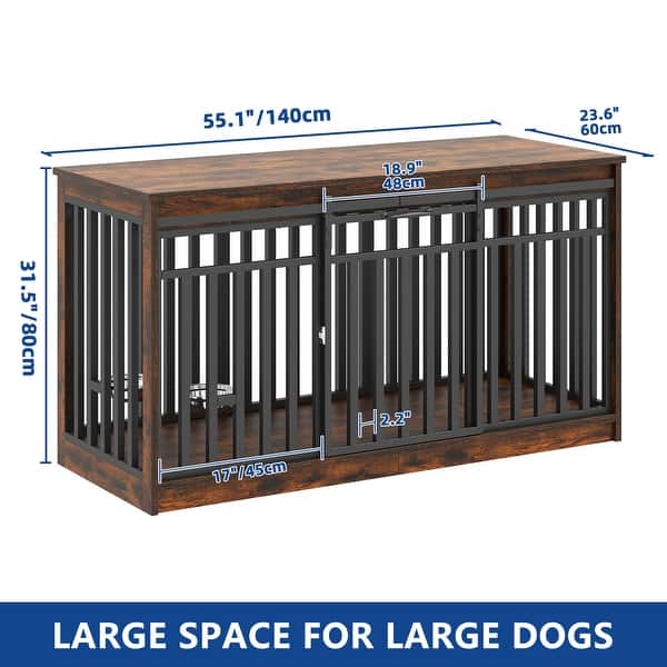 dimension image slide 1 of 3, Moasis Extra Large Dog Crate Furniture with Sliding Doors