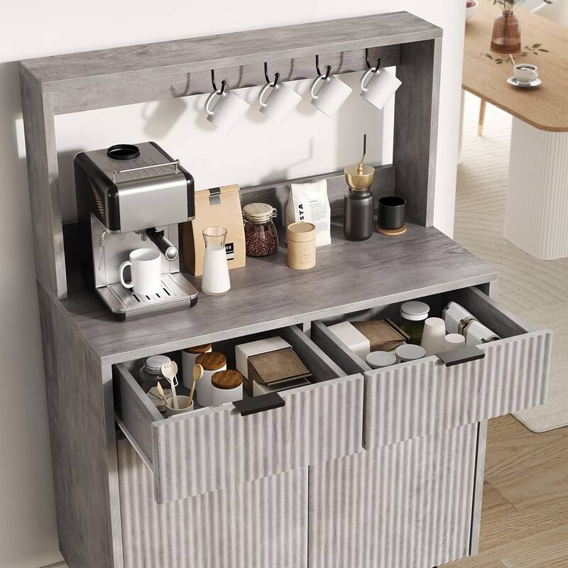 2-Door Sideboard Buffet Cabinet with 2 Drawers, Wood Storage Cabinet for Kitchen
