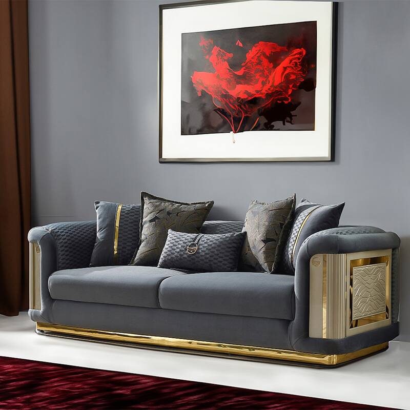 Evelance Modern Upholstered 93'' Velvet Pillow Back