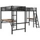 preview thumbnail 11 of 11, Industrial Design L-shaped Twin Metal Loft Bed with Two Built-in Desks