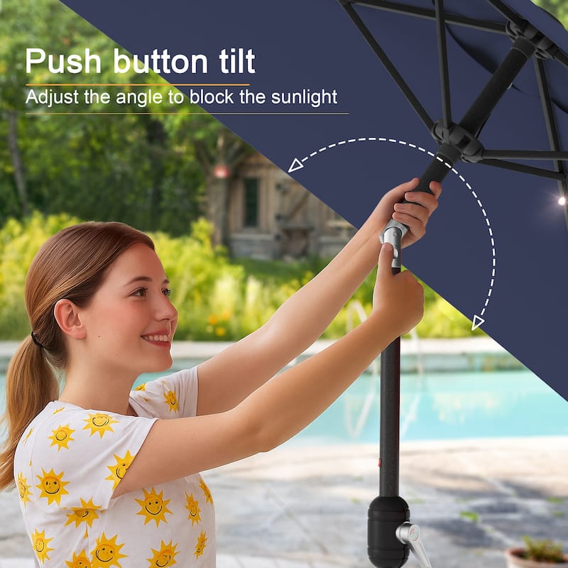 LIVOOSUN 6.5×6.5FT LED Square Patio Umbrella with UPF50+, Tilt Function, and Wind-Resistant Design——Experience Outdoor Comfort