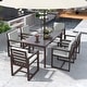 preview thumbnail 26 of 37, 7 Pcs Outdoor Patio Dining Table and Chair Set, All-Weather Patio Furniture Set, Dining Table with Umbrella Hole and 6 Chairs