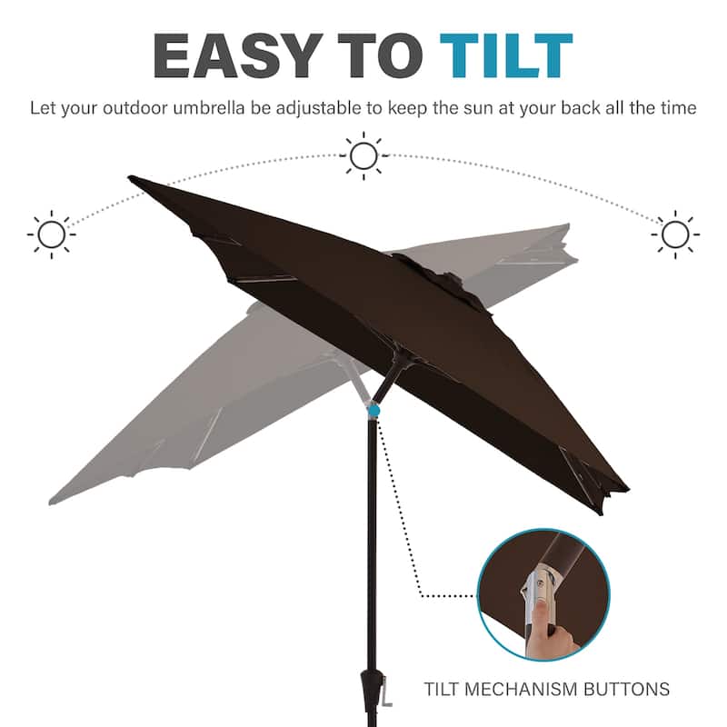 6.5*10ft Rectangular Patio Market Umbrella with Crank & Tilt, UV & Water-Resistant Canopy
