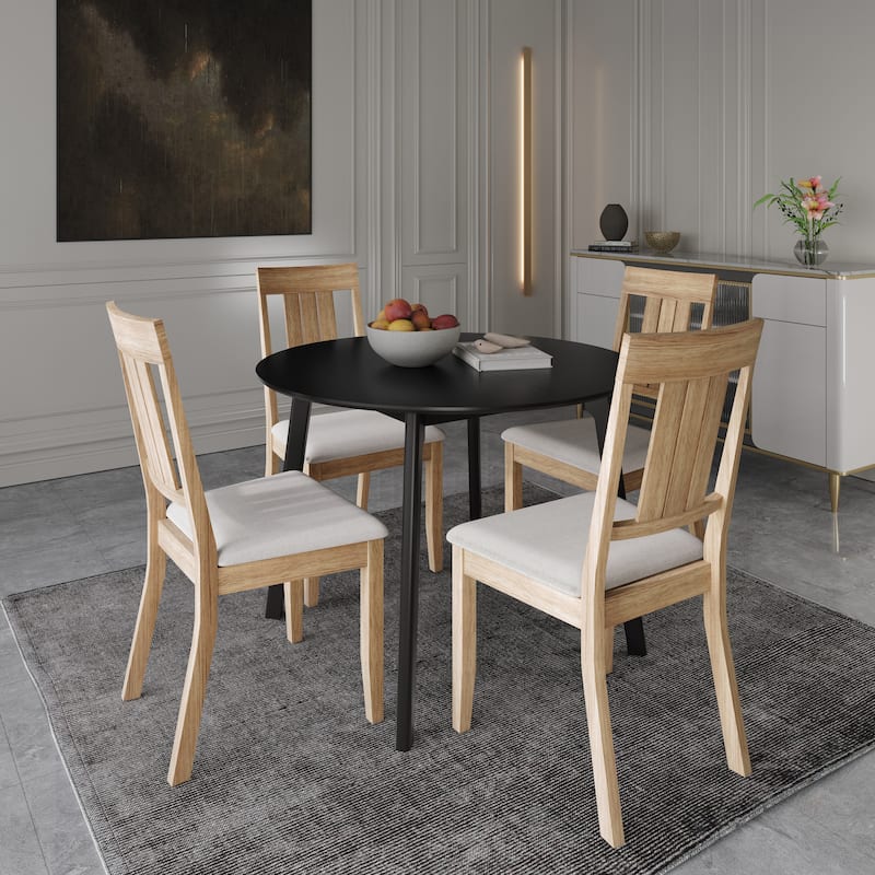 CraftPorch Classic 4-Piece Chair and Round Table Wooden Dining Set
