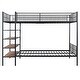 preview thumbnail 3 of 3, Multifunctional Design Bunk Bed with Built-in 5-Tier Shelves and Metal Frame, Twin over Full, Black