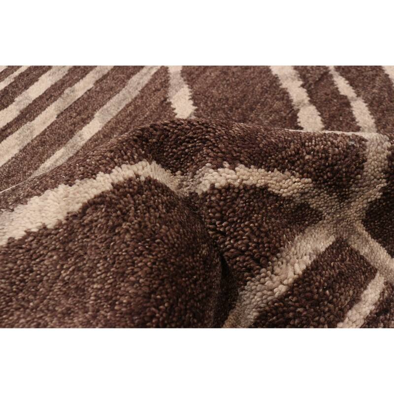 ECARPETGALLERY Hand-knotted Tangier Dark Brown Wool Rug - 5'0 x 7'10