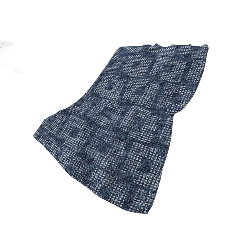 HomeRoots 50" X 70" Blue And Ivory Geometric Polyester Woven Plush Throw Blanket