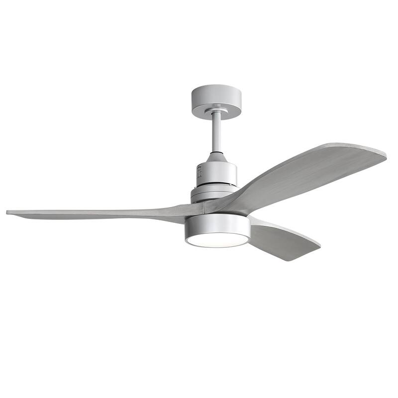 52" Solid Wood Noiseless 3-Blade Ceiling Fans with Dimmable LED Light Optional and Remote, 6-Speed Reversible DC Motor
