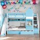preview thumbnail 1 of 9, Beautiful Playhouse Inspired Twin-Over-Twin Castle Style Bunk Bed Blue