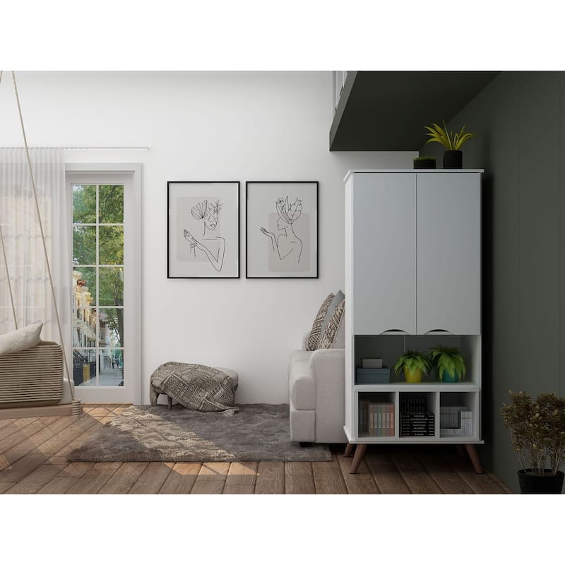 Manhattan Comfort Hampton Wood 6 Shelf Display Cabinet