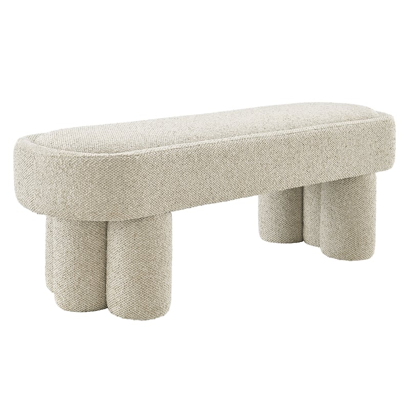 Mossi 52-Inch Oval Boucle Fabric Bench