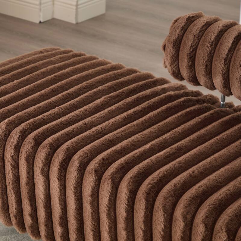 49.6"W Oversized Modern Upholstered Bench Ottoman with Metal Legs