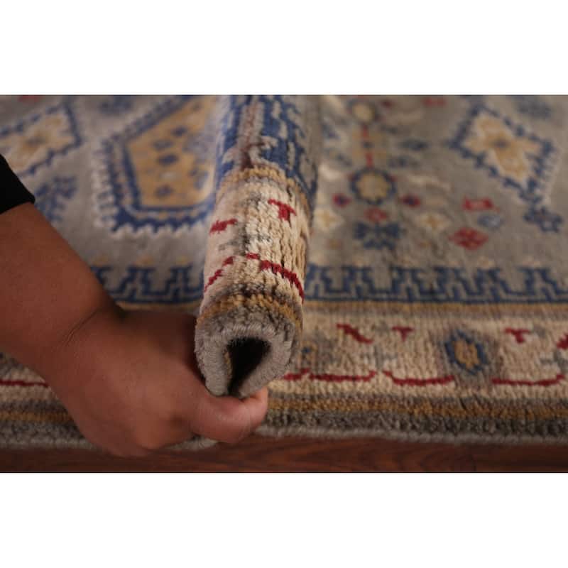 Gray Geometric Viss Oriental Runner Rug Hand-Knotted Wool Carpet - 2'7"x 8'0"