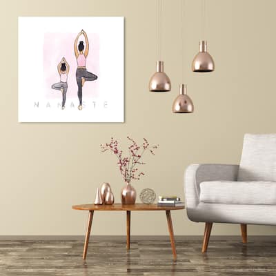 Wynwood Studio 'Namaste Mommy and Me' People and Portraits Wall Art Canvas Print Families - Pink, White