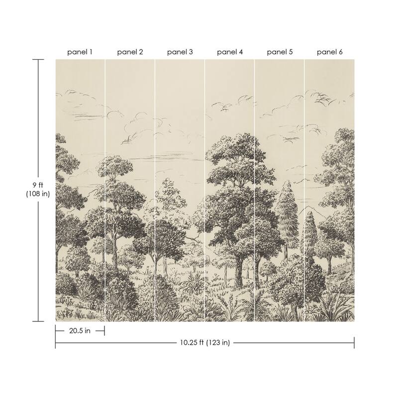 WallPops Scott Living Sylva Parchment Self Adhesive Mural - N/A