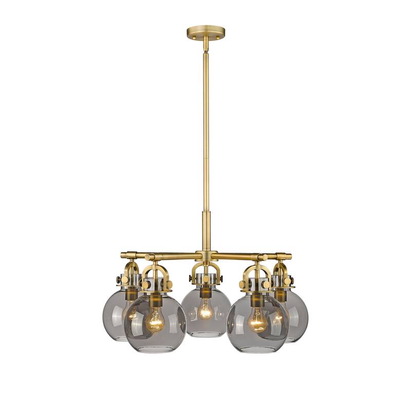 Innovations Lighting Newton Sphere - 5 Light 7" Stem Hung Chandelier.