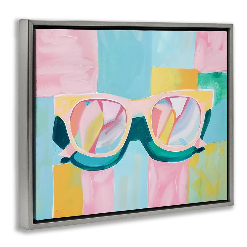 Stupell Blocked Pastels & Sunglasses Framed Floater Canvas Wall Art Design By Arlington Prints