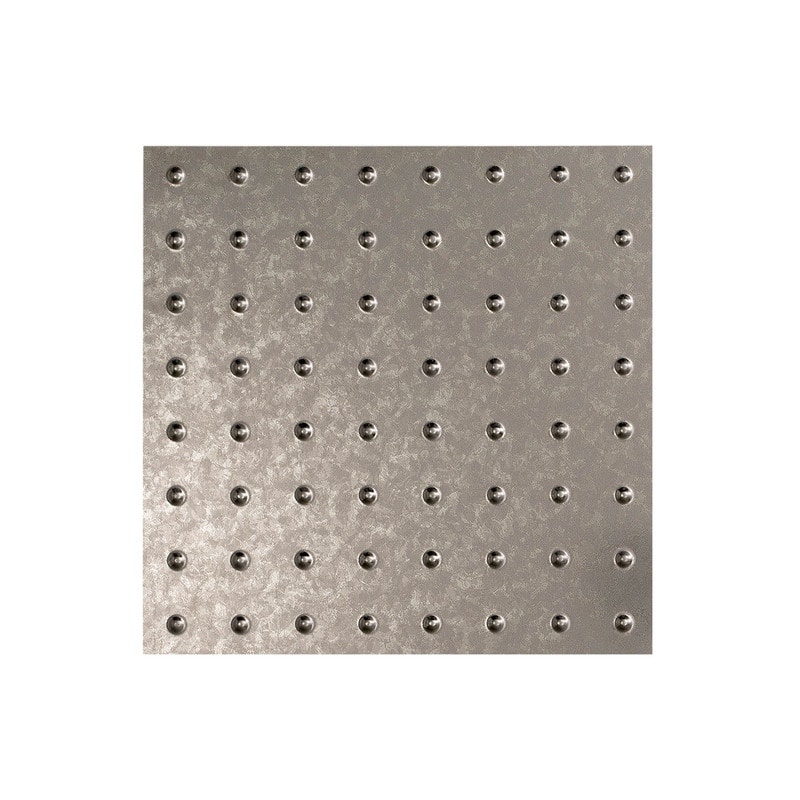 FASÄDE Minidome Decorative Vinyl 2ft x 2ft Lay in Ceiling Panel in Galvanized Steel (5 Pack) - 12in x 12in Sample - Galvanized Steel