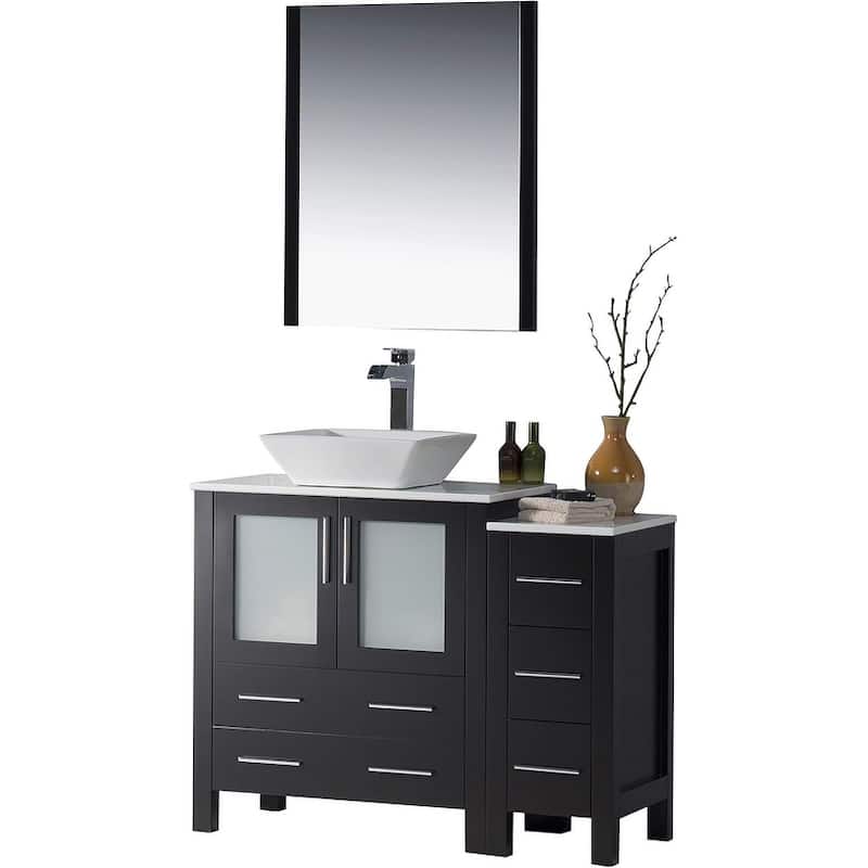 Blossom Sydney 42" Bathroom Vanity with Storage Side Cabinet & Mirrors - Espresso - Espresso Finish