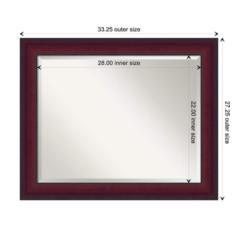 Canterbury Cherry Beveled Wood Framed Bathroom Vanity Wall Mirror - Canterbury Cherry - Glass Size 28x22