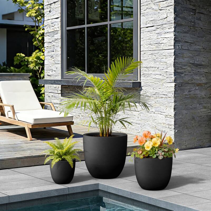 Concrete Tall Round Pot for Indoor & Outdoor(Upgraded Interior)