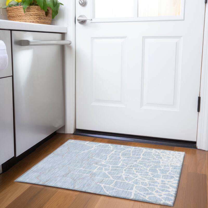 Premium Washable Super Soft Contemporary Webby Mayfield Rug - Sky - 1'8" x 2'6"