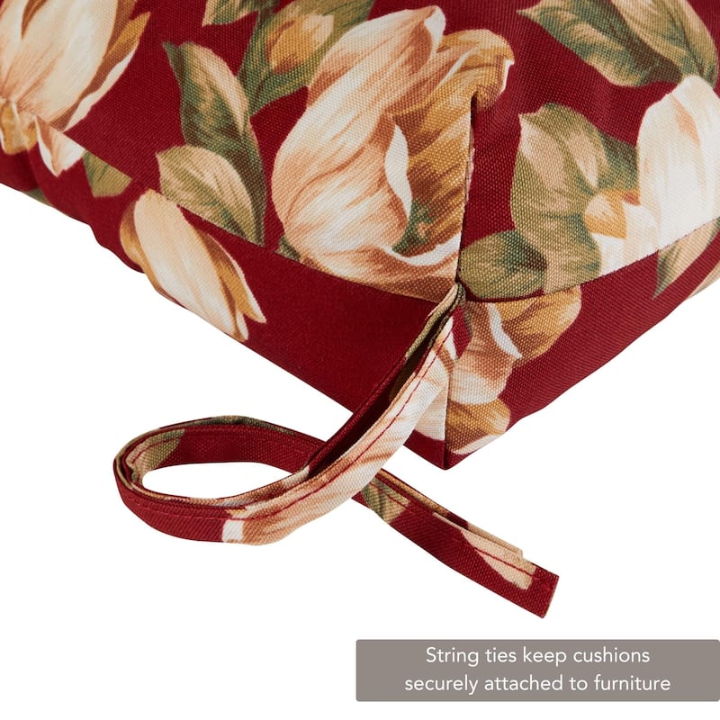 Roma Floral 22-in x 44-in Outdoor High Back Chair Cushion (Set of 2) (Cushions Only)
