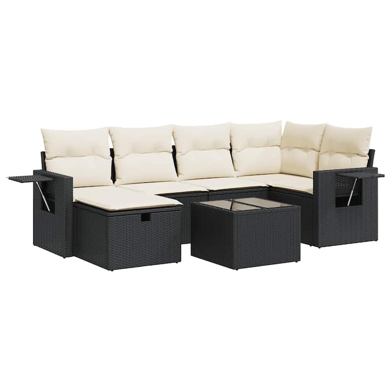 vidaXL Garden Sofa Set Beige/Black/Brown/Grey