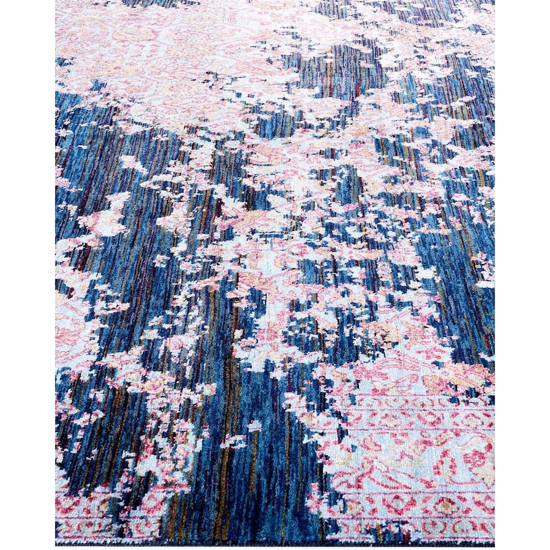 Ikat One-of-a-Kind Handmade Area Rug, Blue - 8' 1" x 9' 10"