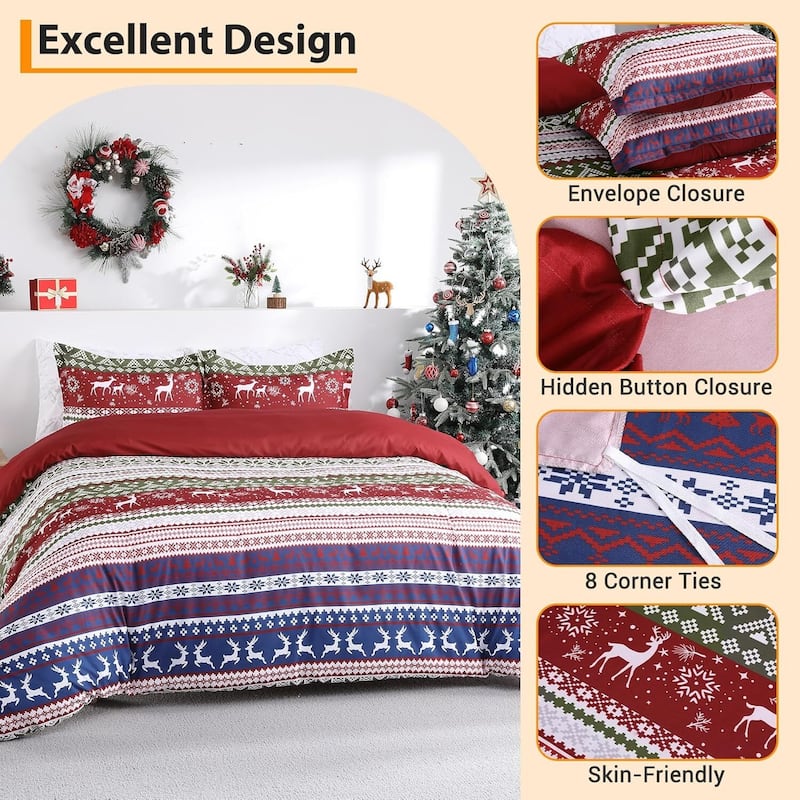 Christmas Duvet Cover Set, Decorations Bedding Set