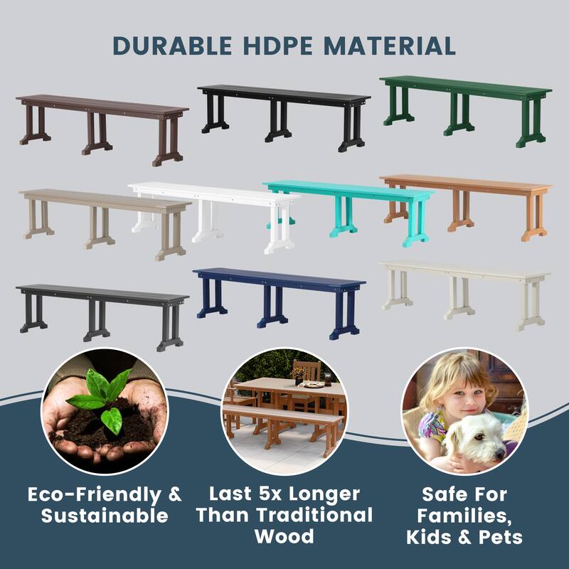 Laguna Hdpe All Weather Outdoor Patio 65" Bench