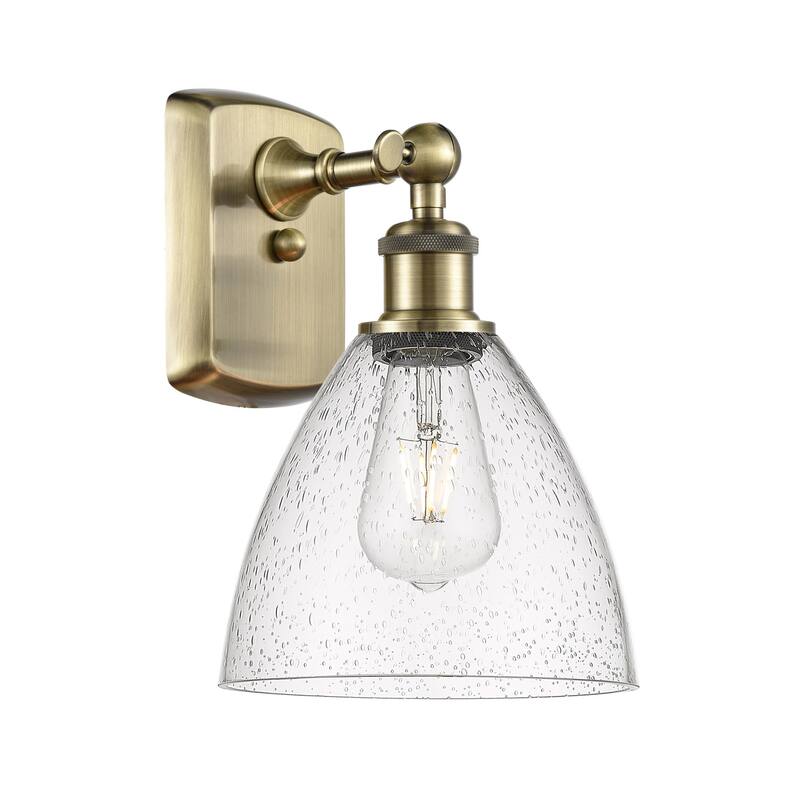 Innovations Lighting 516-1W-12-8 Bristol Sconce Bristol Glass 12" Tall - Antique Brass / Seedy
