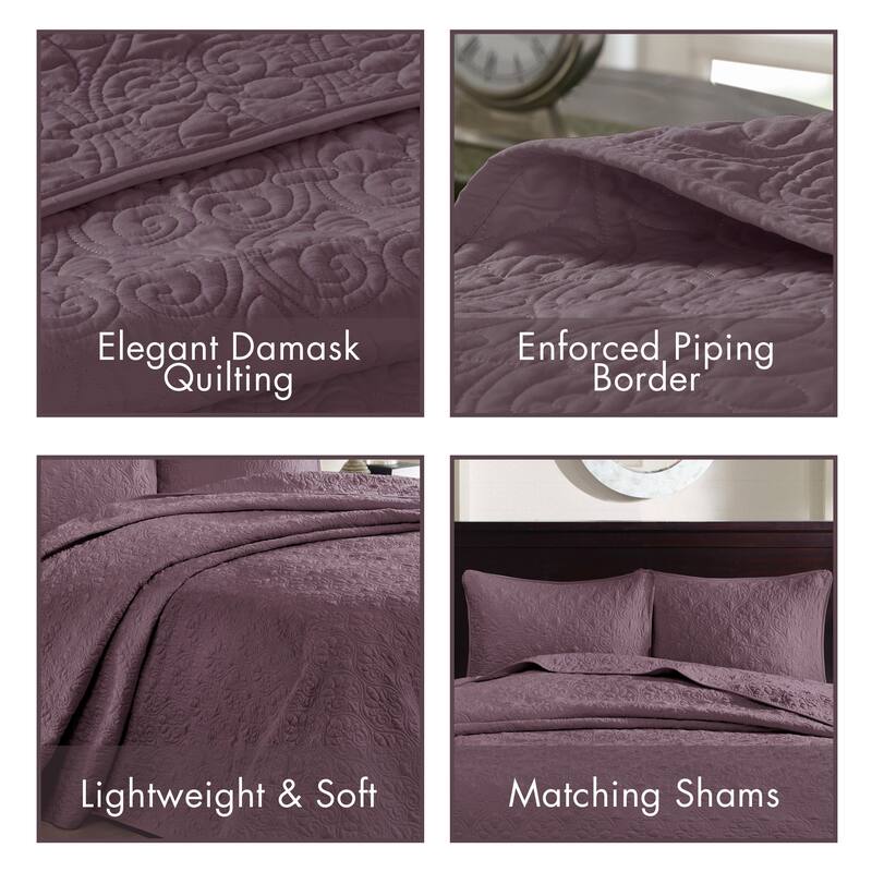 Madison Park Mansfield Reversible Oversized 3-piece Solid Texture Bedspread Quilt Set with Matching Shams