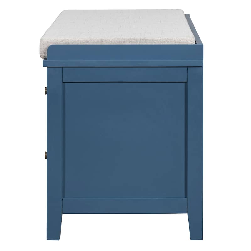 43.5 inch Shoes Bench with Cushion Storage Cabinet and 2 Drawers