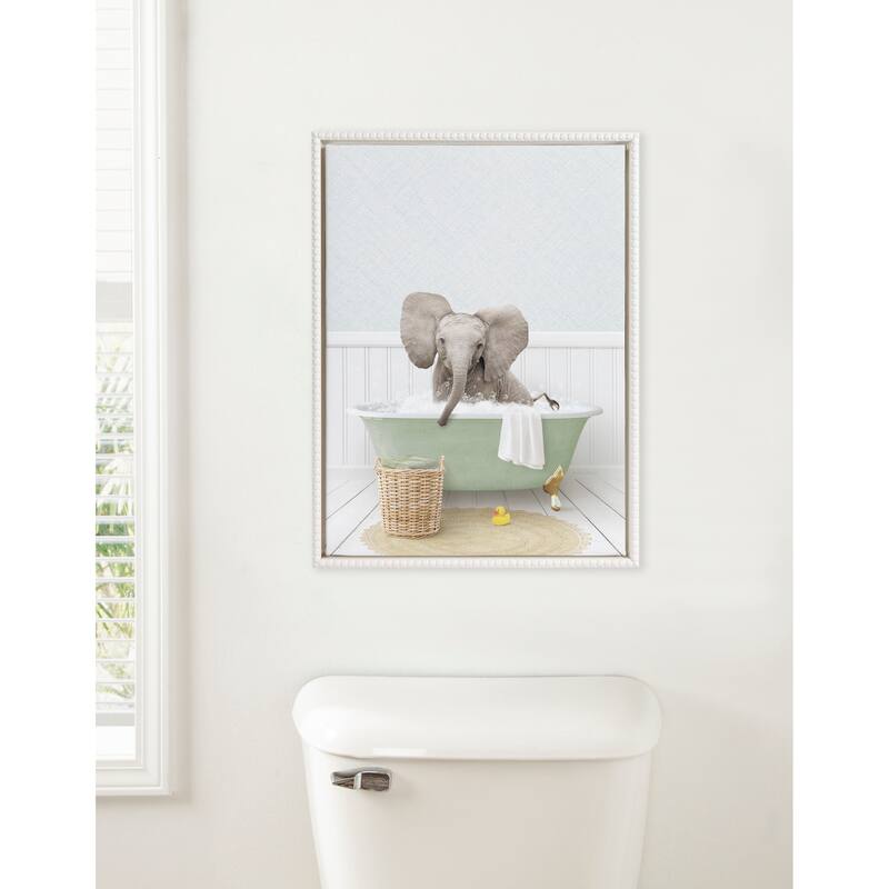 Sylvie Beaded Baby Elephant Big Ears Bath Canvas by Amy Peterson