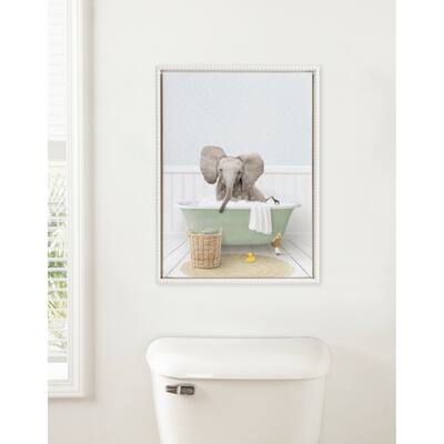 Sylvie Beaded Baby Elephant Big Ears Bath Canvas by Amy Peterson