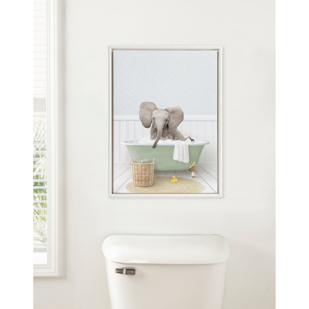 Sylvie Beaded Baby Elephant Big Ears Bath Canvas by Amy Peterson