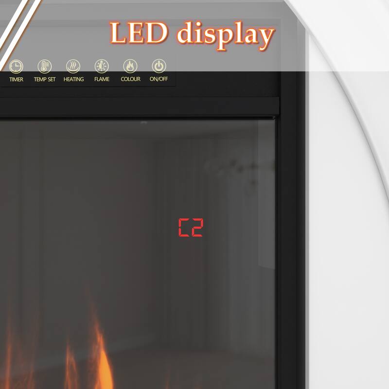 Freestanding Electric Fireplace with Mantel, 24" Electric Fireplace Insert, Adjustable Flame Colors, Remote Control & Thermostat